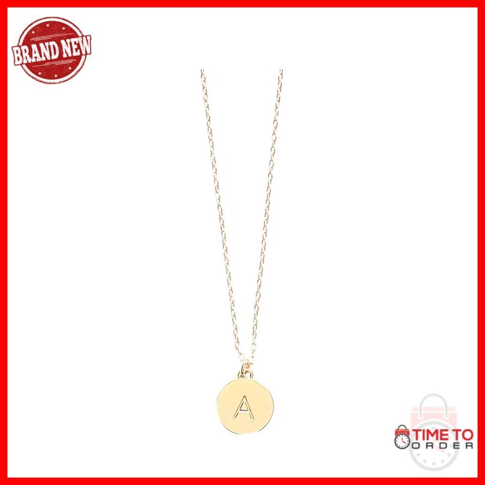 Gold Initial Mini Pendant Necklace with Cubic Zirconia, Lobster Clasp